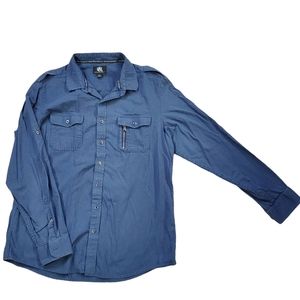 Men's Rock & Republic Blue Textured Button-Up Shirt – Size XL 100% cotton